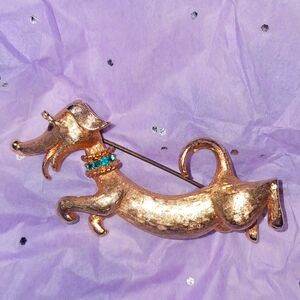 VINTAGE 14K Gold Plated Dog Brooch